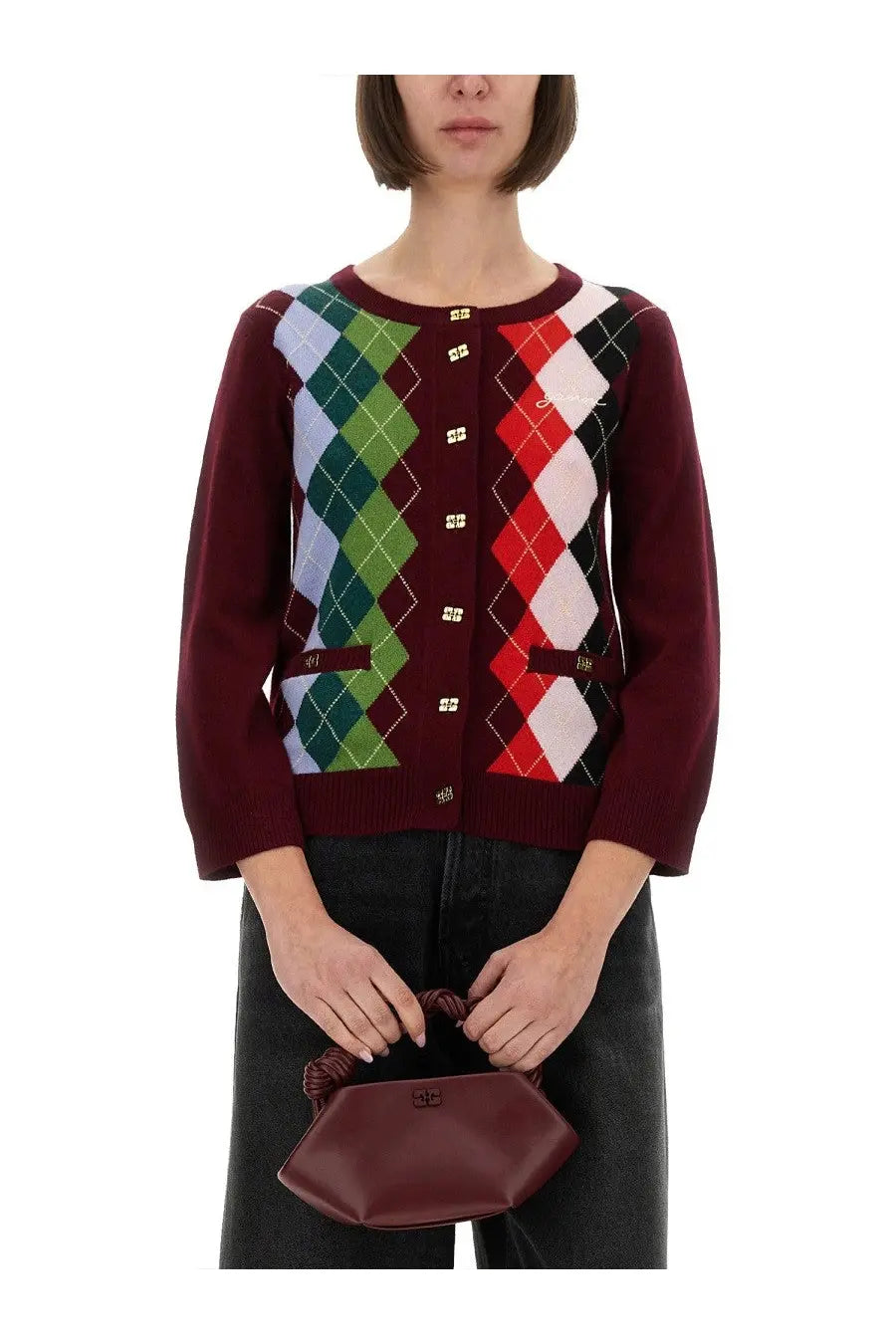Ganni Women's Jacquard Cashmere Cardigan Multicolor, view 4