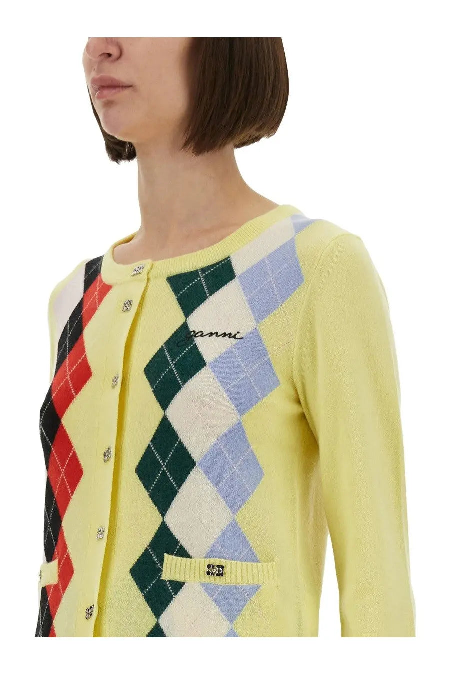 Ganni Women's Jacquard Cashmere Cardigan Multicolor, view 4