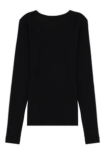 Ganni women’s long sleeve top in black featuring a simple minimalist design perfect for casual wear