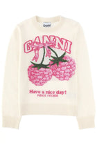 Ganni Women's Raspberry Sweater White