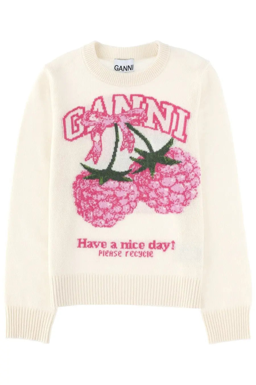Ganni Women's Raspberry Sweater White