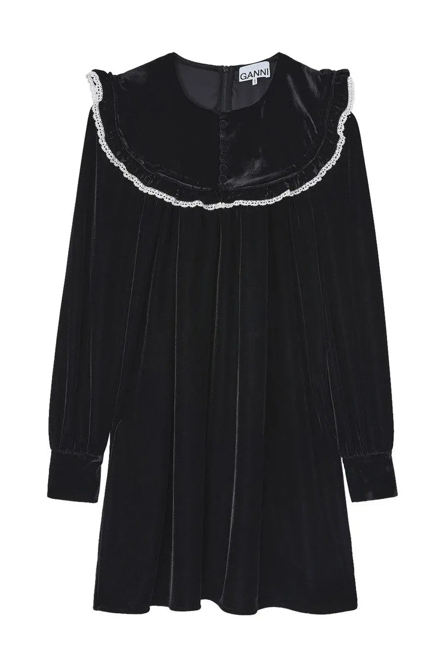 Ganni Women's Mini Velvet Dress Black