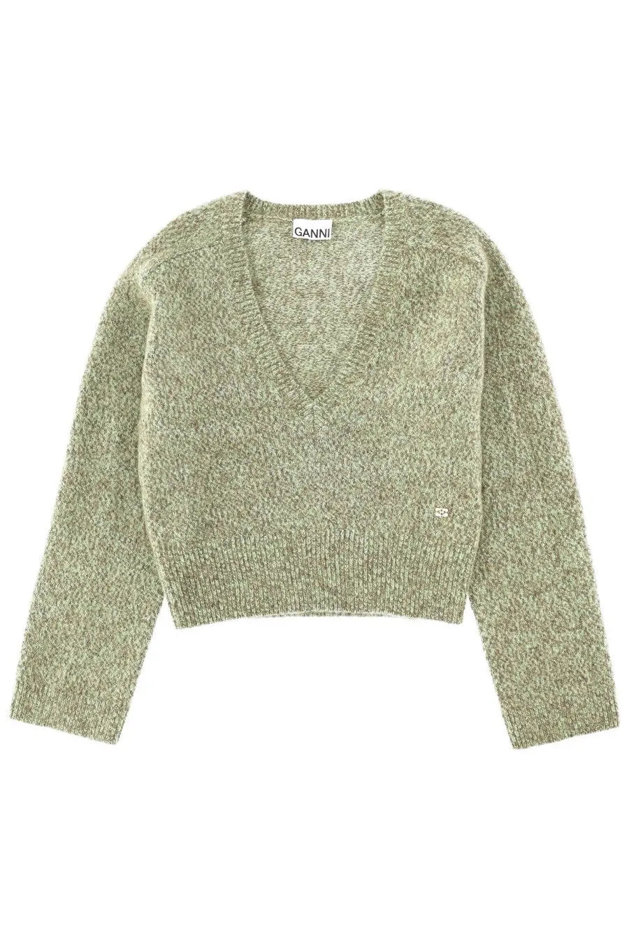 Ganni Women's Neck Sweater Green