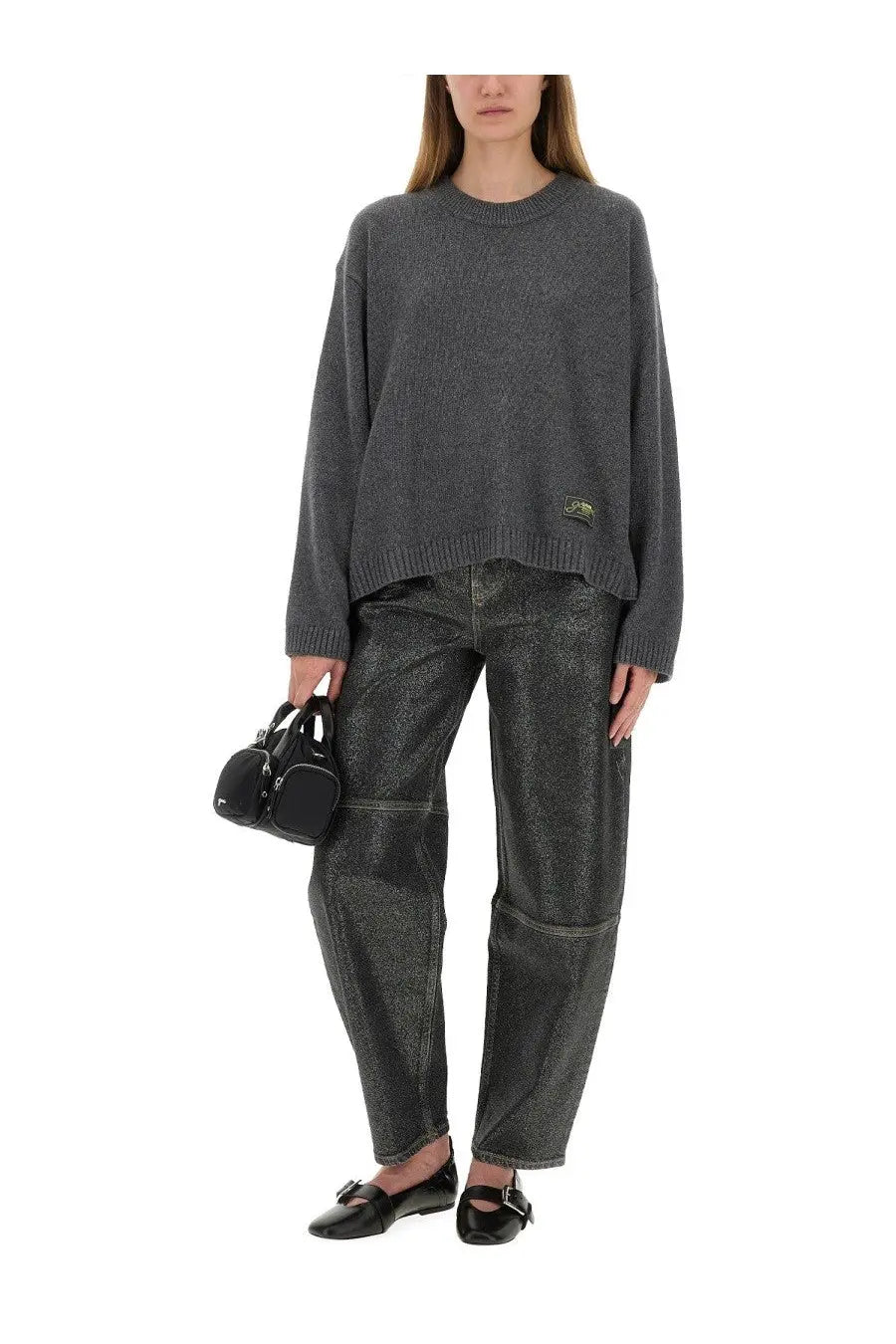 Ganni Women's Oversize Shirt Grey, view 2
