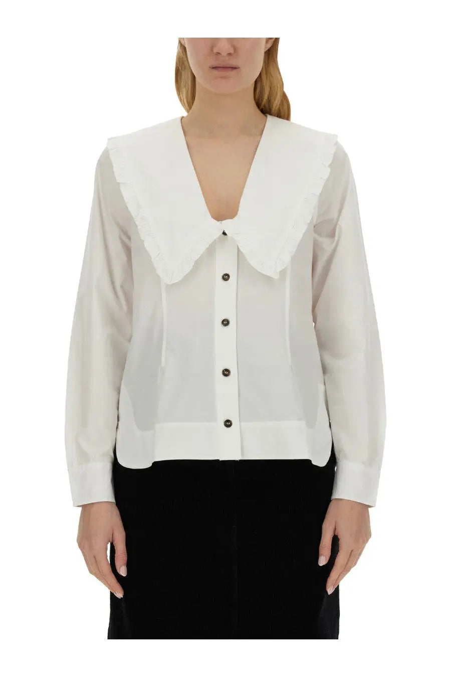 Ganni Women's Peter Pan Collar Shirt White