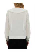 Ganni Women's Peter Pan Collar Shirt White, view 3