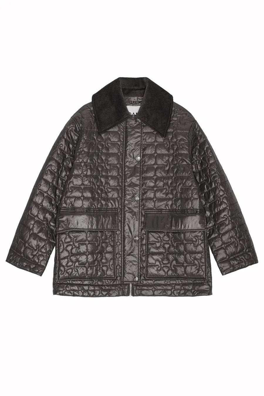 Ganni Women's Quilted Midi Jacket Grey