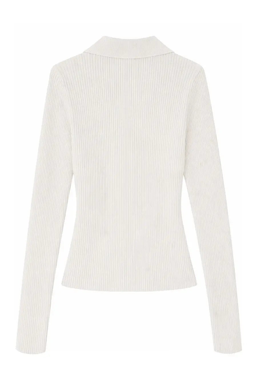 Ganni Women's Ribbed Polo Shirt White, view 2