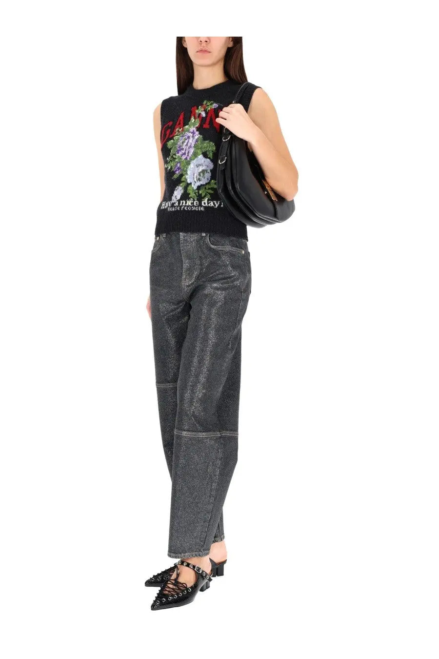 Ganni Women's Rose Vest Grey, view 2