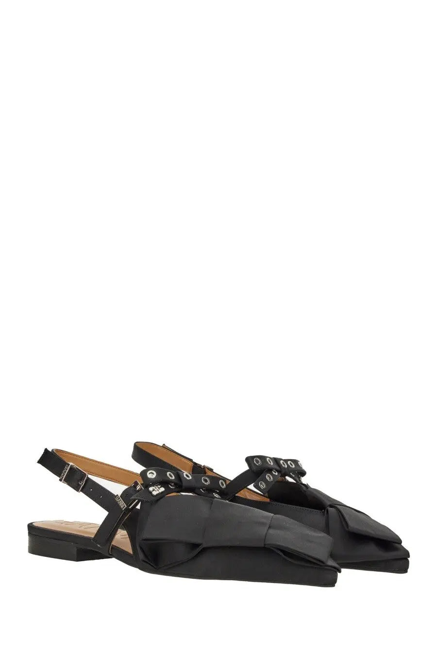 Ganni Women's Satin Ballet Flats Black, view 2