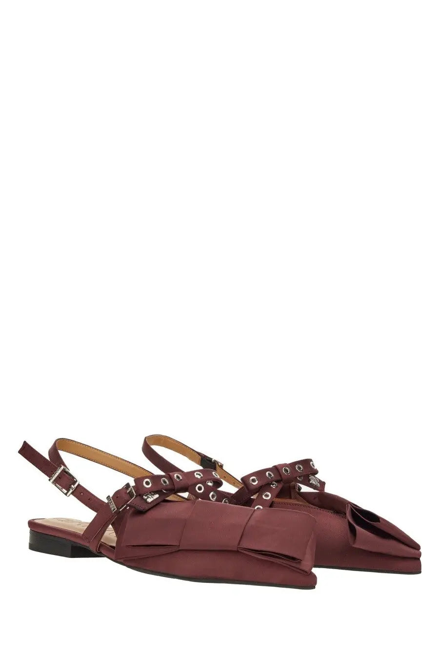 Ganni Women's Satin Ballet Flats Red, view 2