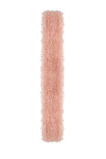 A plush long pink microfiber dust mop head with soft shaggy texture for effective dusting and cleaning tasks