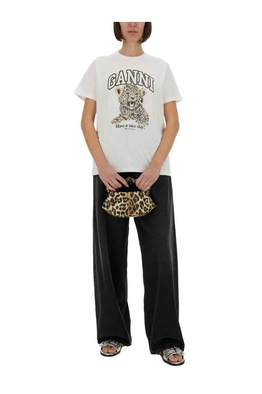 Ganni Women's Shirt Leopard White, view 2