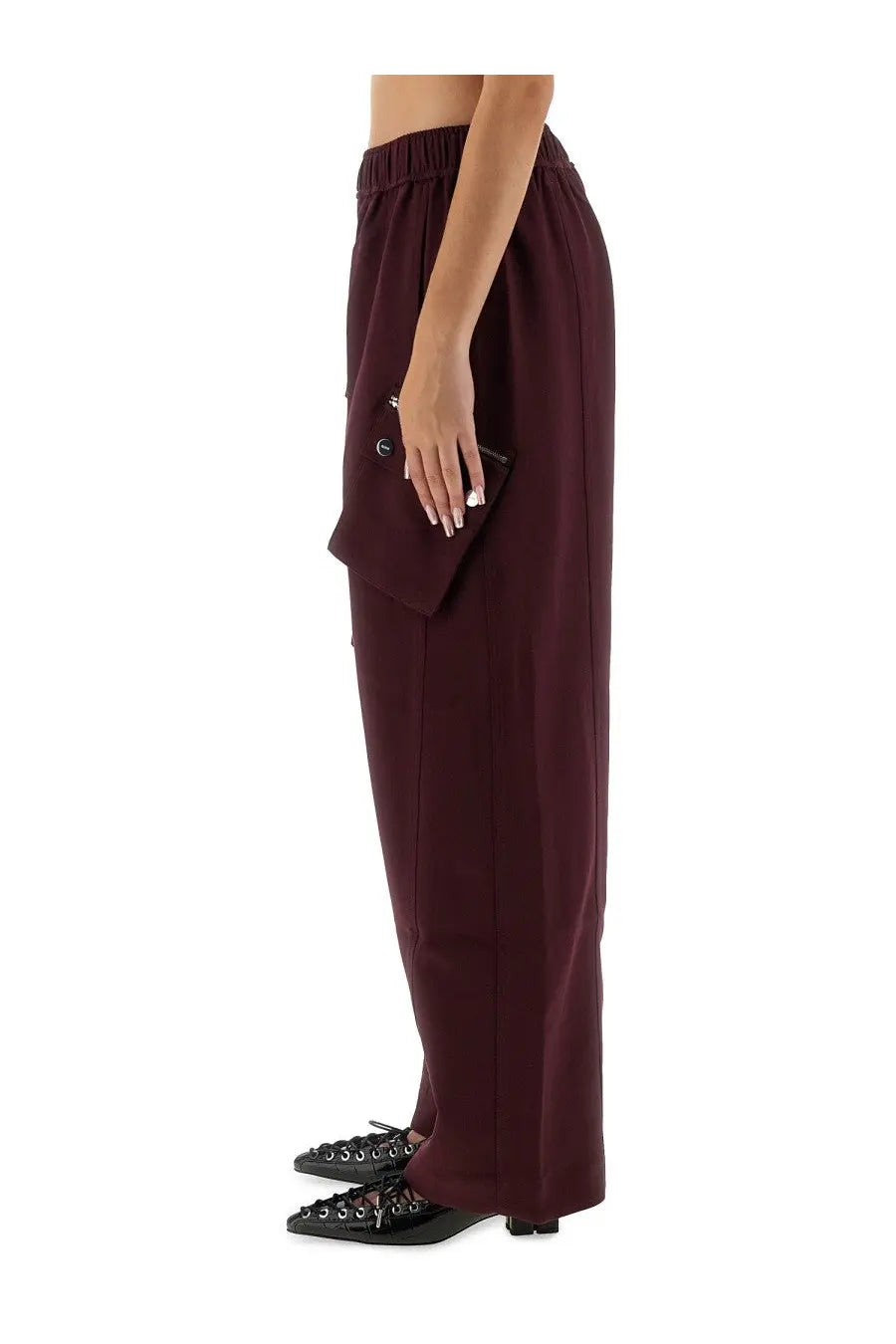 Ganni Women's Twill Pants Red, view 4