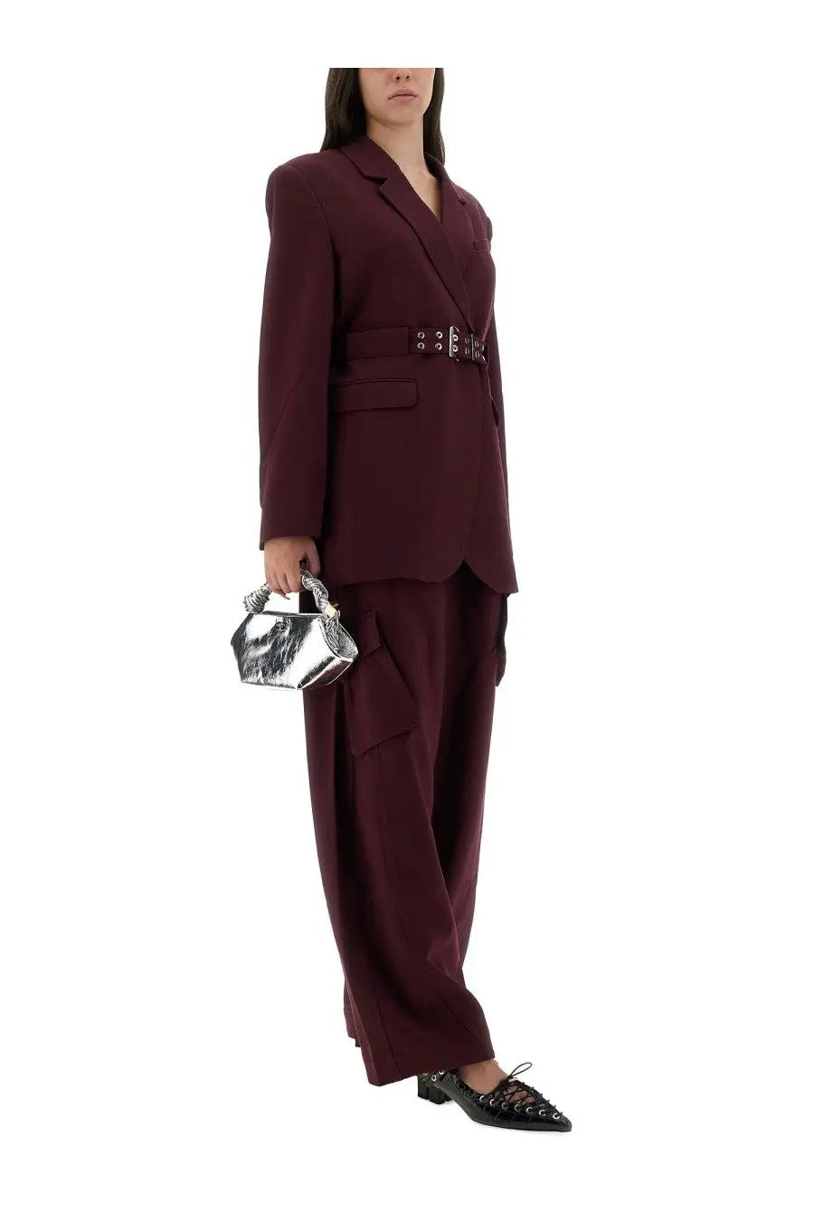 Ganni Women's Twill Pants Red, view 2