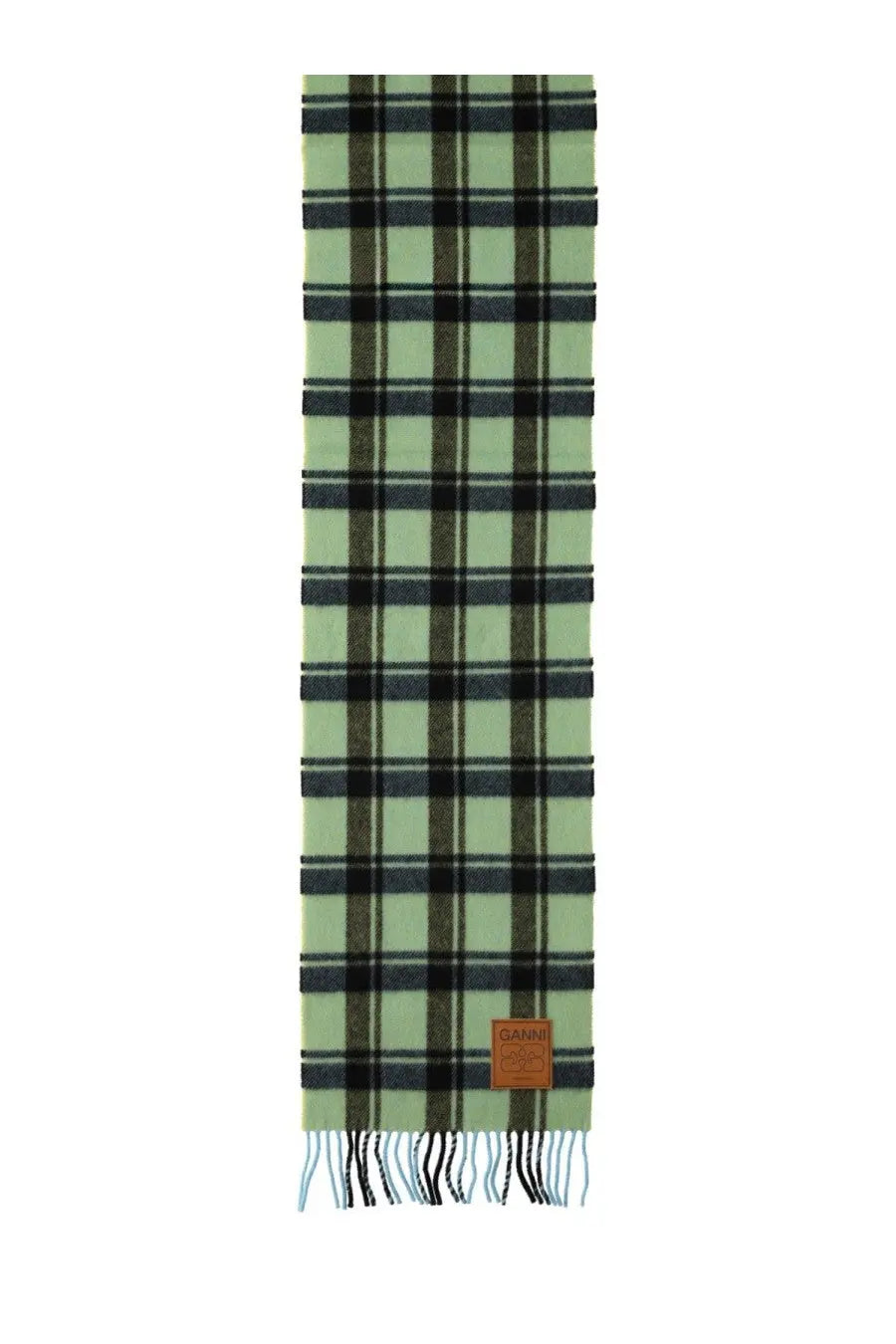Ganni Women's Wool Scarf Green, view 2