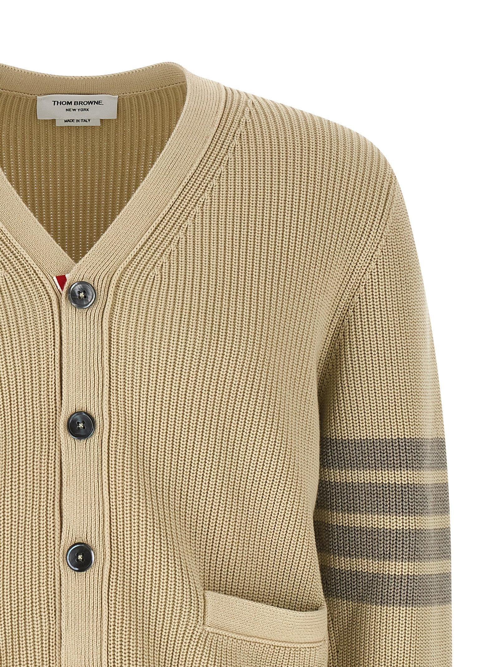 Thom Browne Garment Dye Cardigan Beige