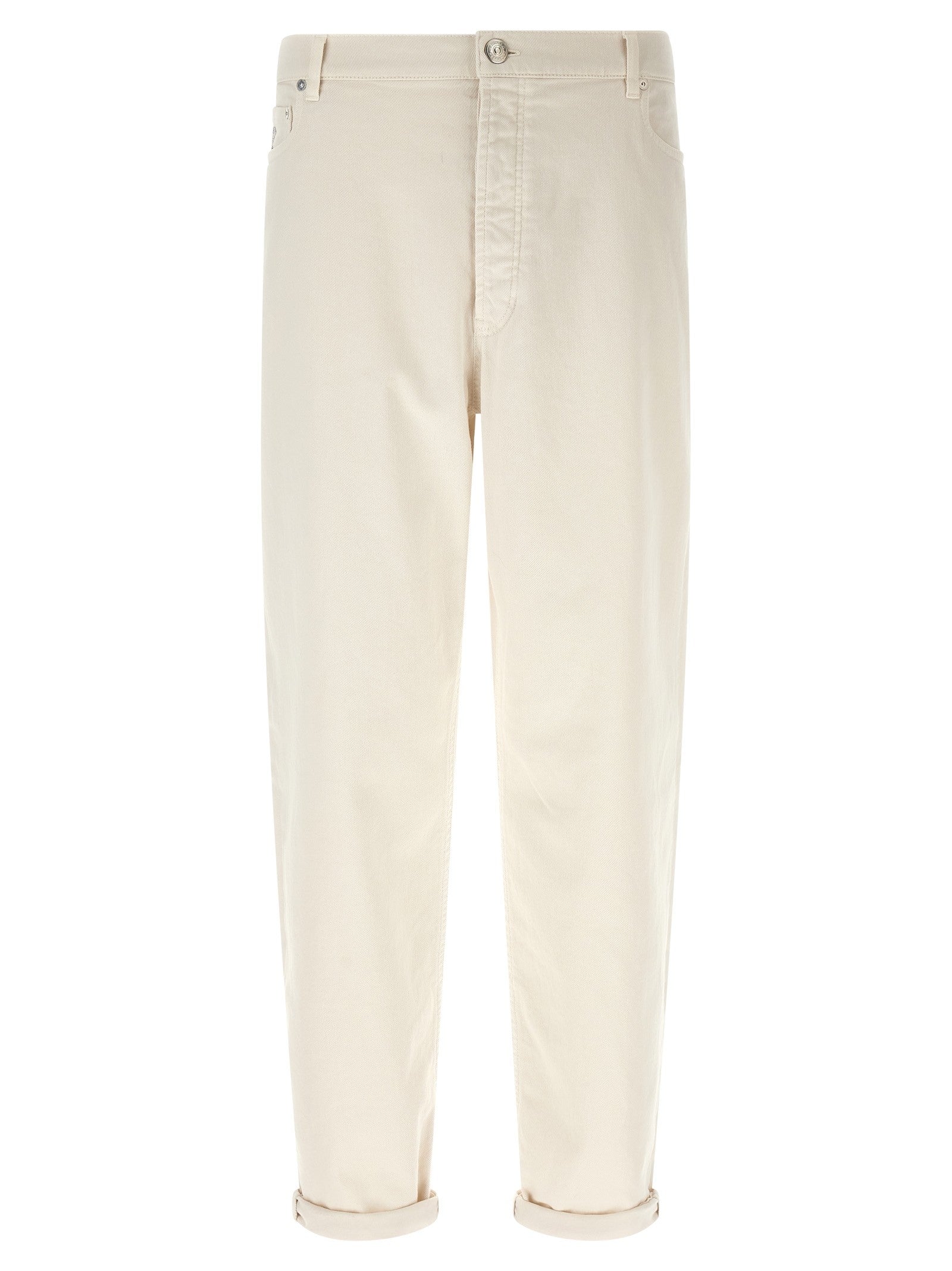 Brunello Cucinelli Garment Dyed Denim Jeans White