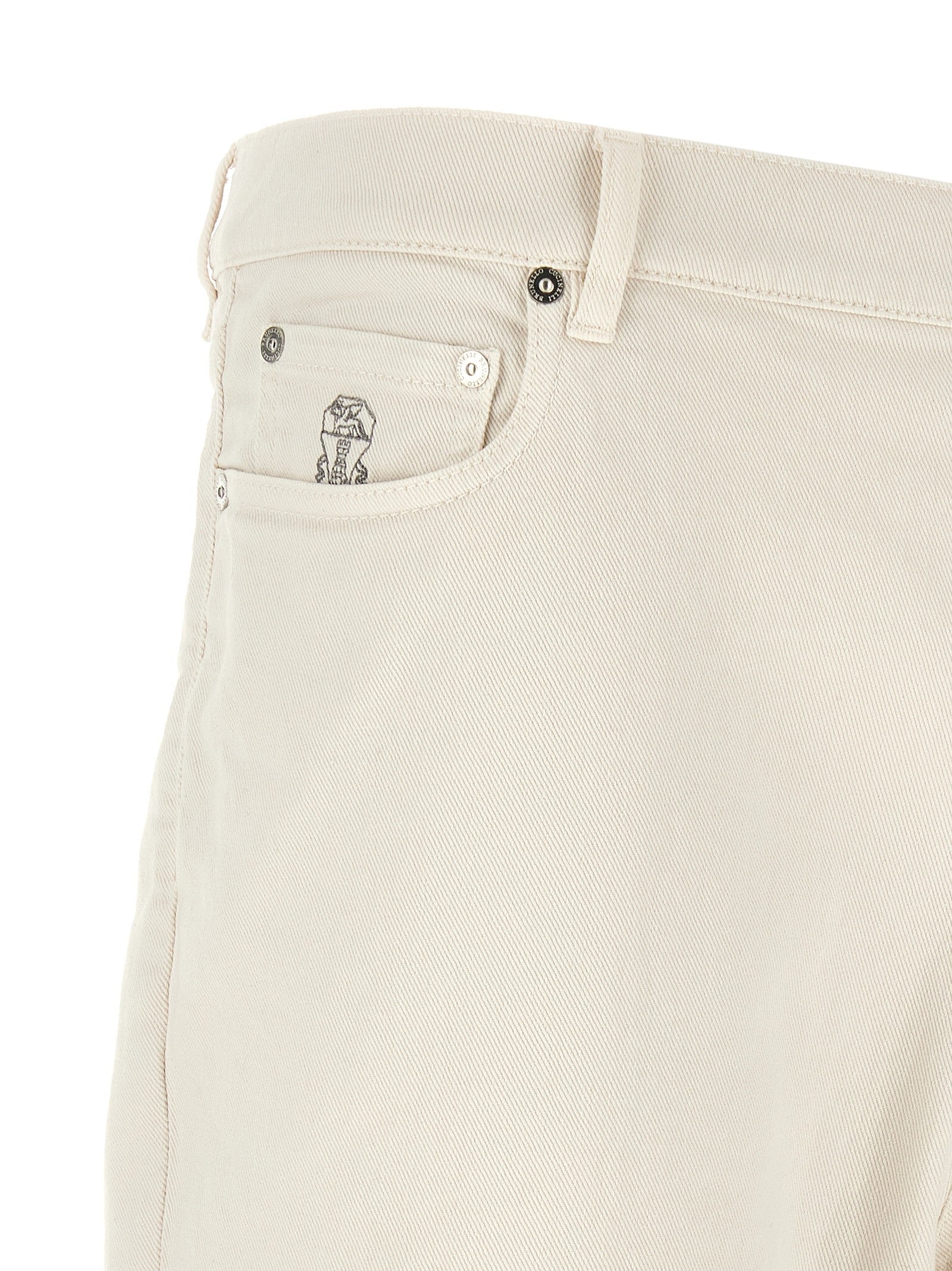 Brunello Cucinelli Garment Dyed Denim Jeans White