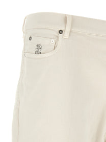 Brunello Cucinelli Garment Dyed Denim Jeans White