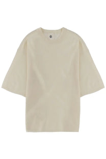 The garment women’s shirt como beige cream oversized crewneck t-shirt with soft cotton texture and ribbed neckline