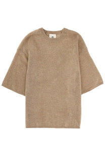 The garment women shirt como beige oversized knit sweater with soft textured fabric and relaxed fit