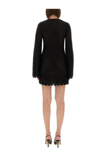 Black lace mini dress with long sleeves and scalloped hem from the garment womens short dress tanzania black