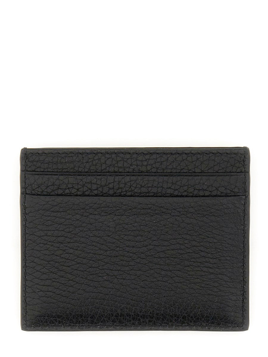 Valentino Men's Garnet Calfskin Rockstud Card Holder Black