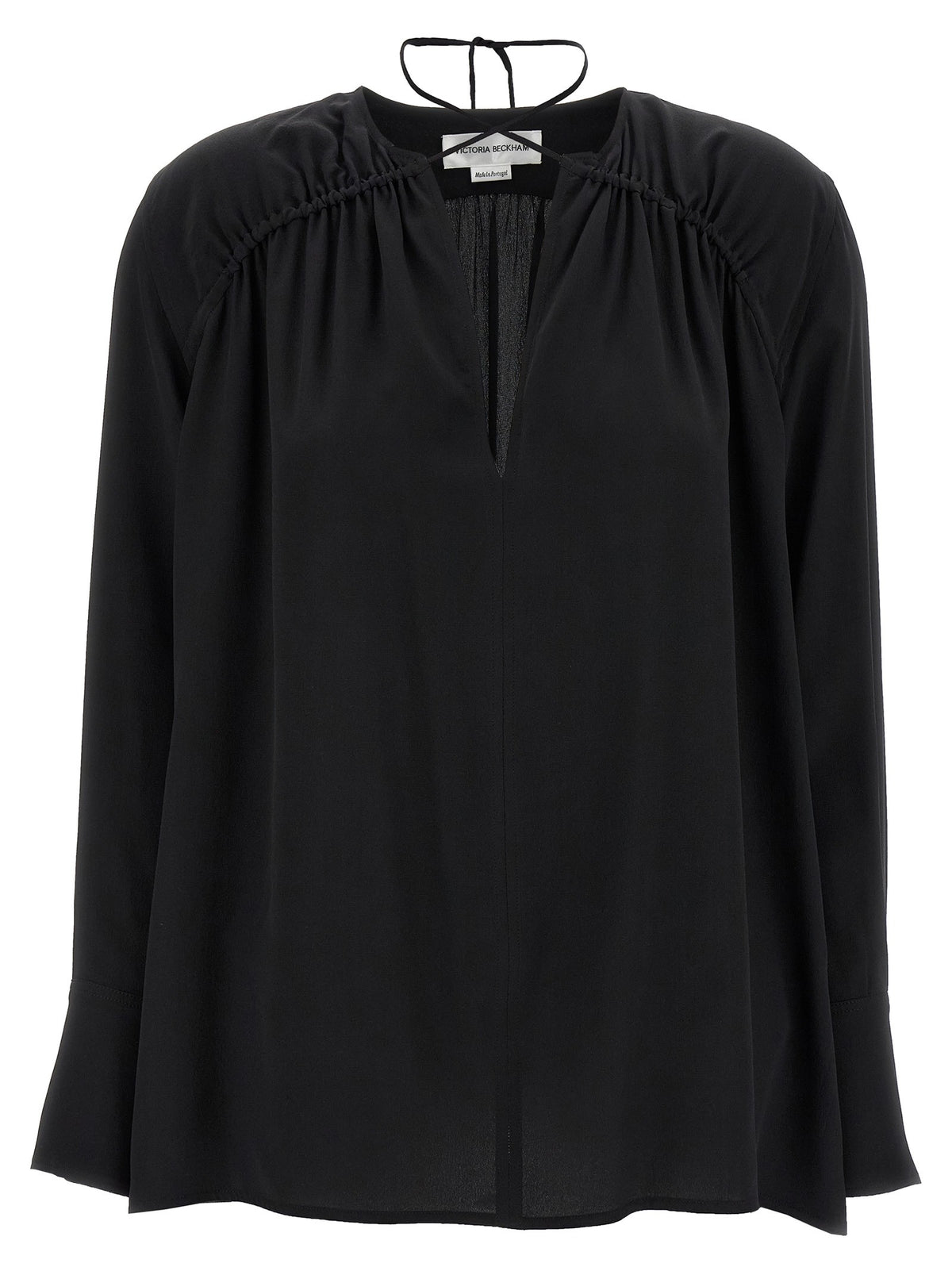 Victoria Beckham Gather Detail Tie Blouse Black