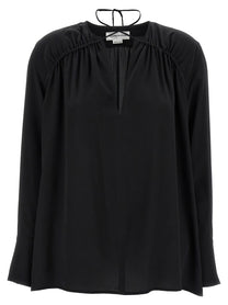 Victoria Beckham Gather Detail Tie Blouse Black