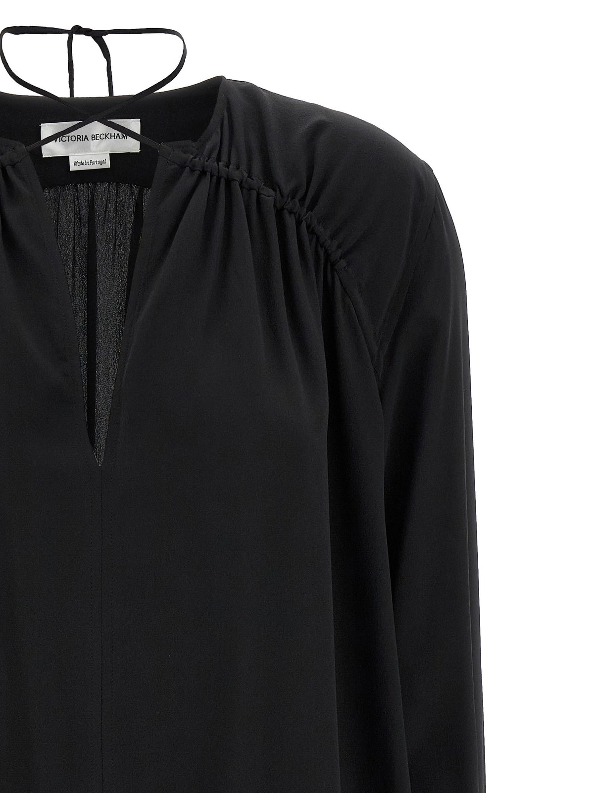 Victoria Beckham Gather Detail Tie Blouse Black