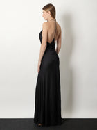 self-portrait Women's Gathered Jersey Long Dress Black, view 2
