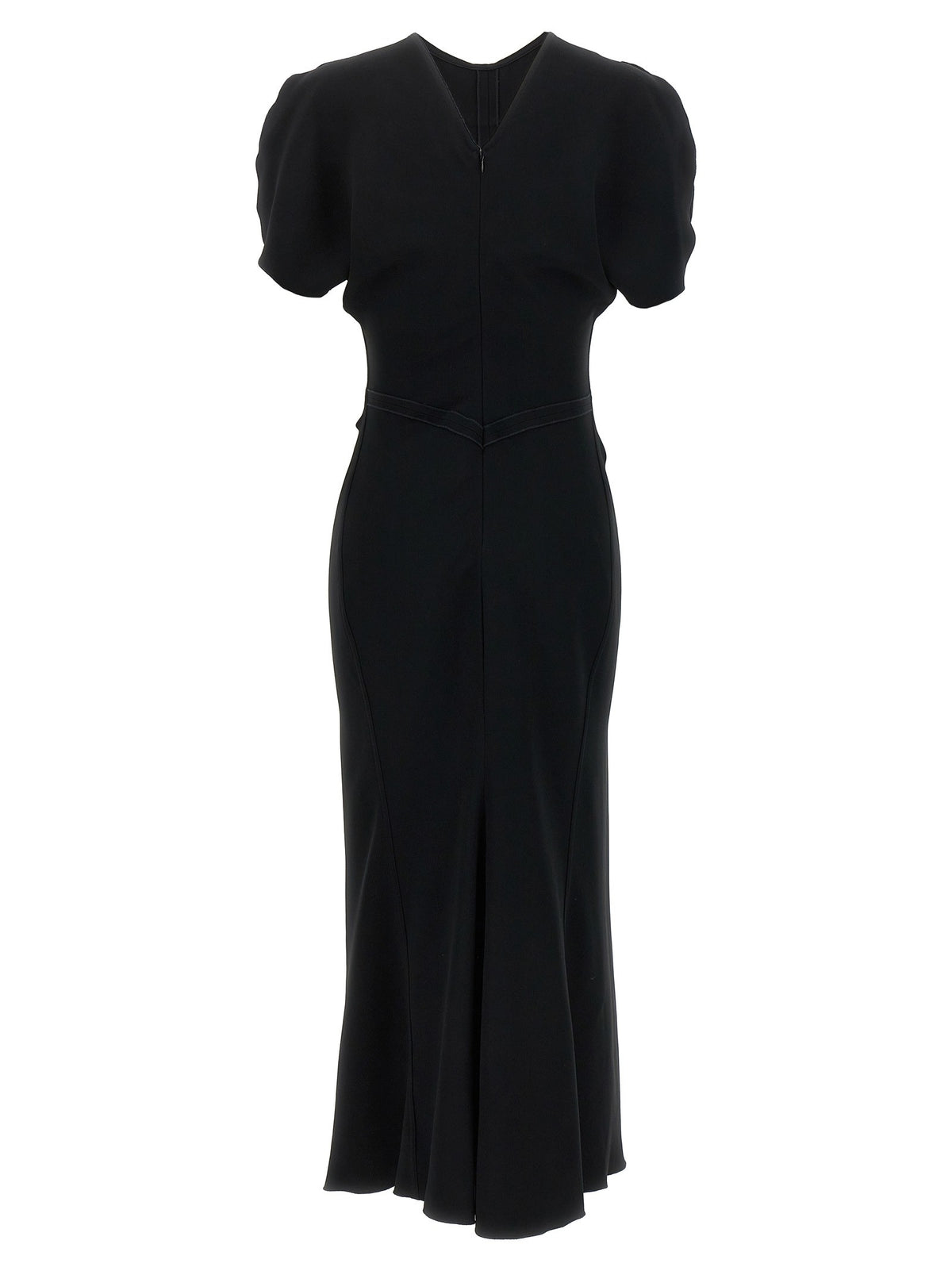 Victoria Beckham Gathered Waist Midi Dress Black