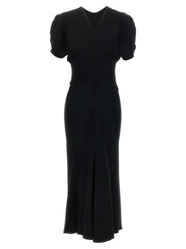 Victoria Beckham Gathered Waist Midi Dress Black
