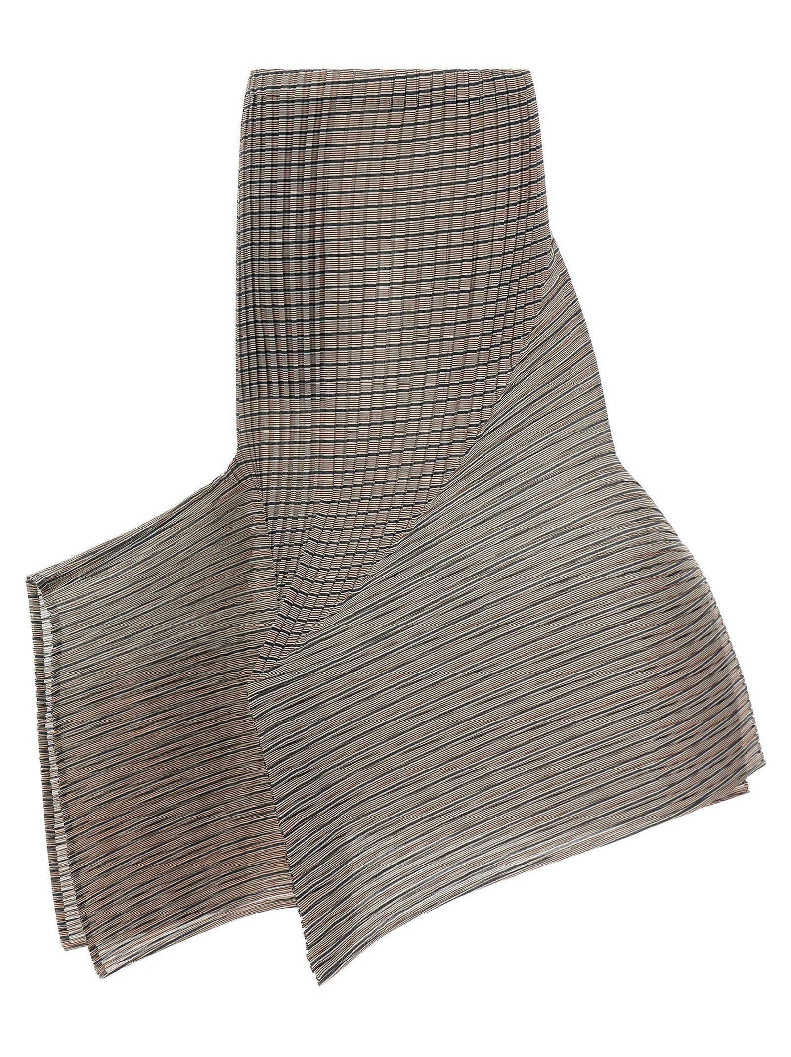 Issey Miyake Generic Stripes (machine Pleats) Skirt Brown