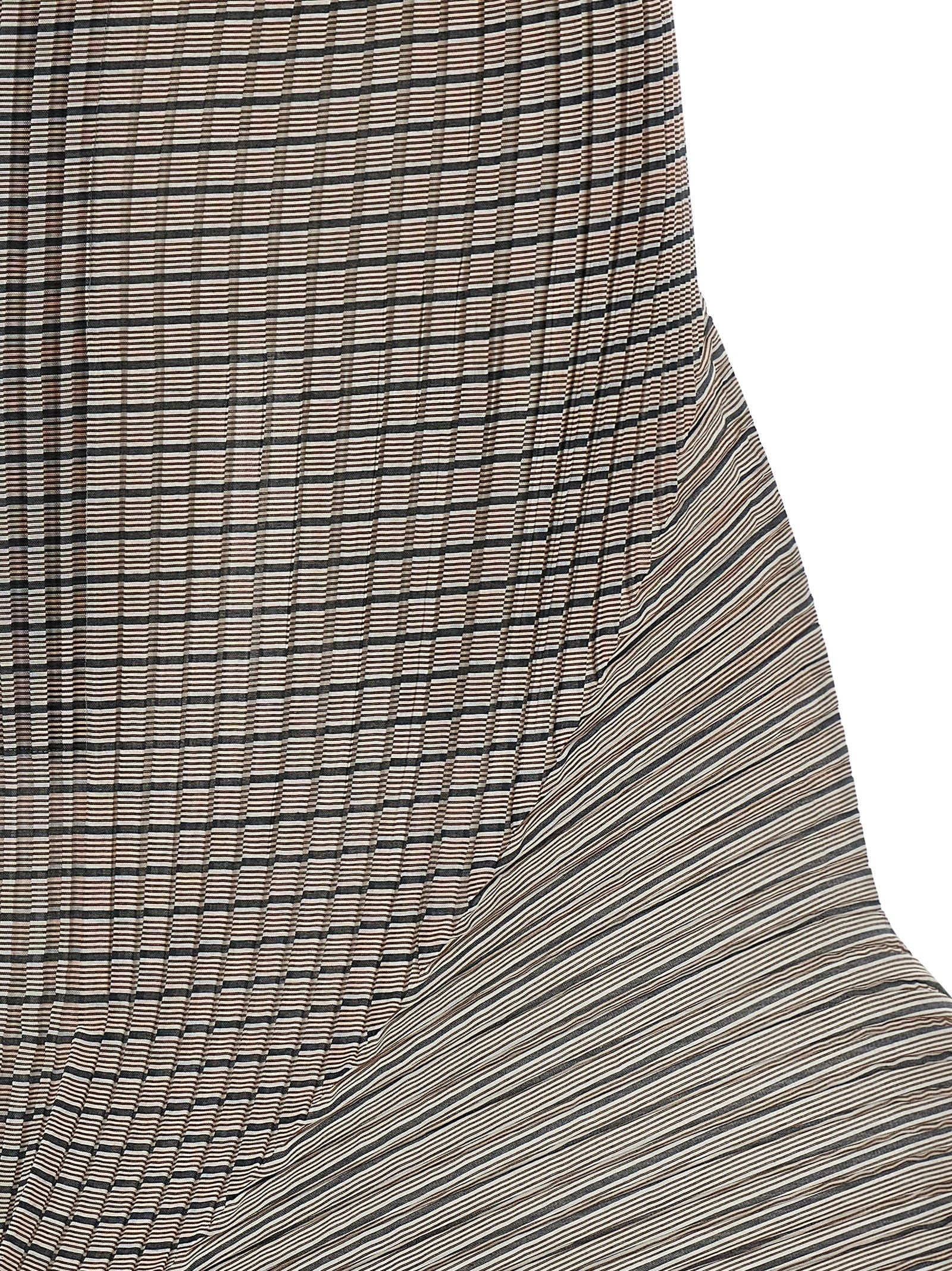 Issey Miyake Generic Stripes (machine Pleats) Skirt Brown