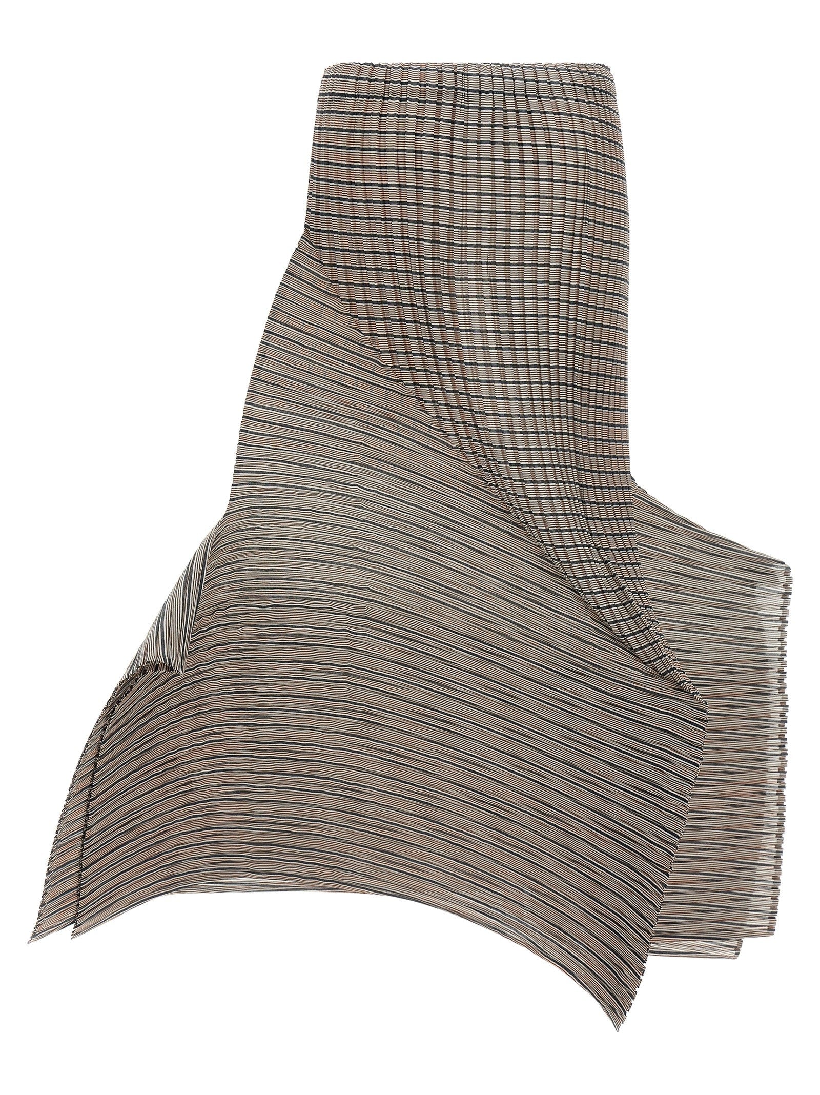 Issey Miyake Generic Stripes (machine Pleats) Skirt Brown