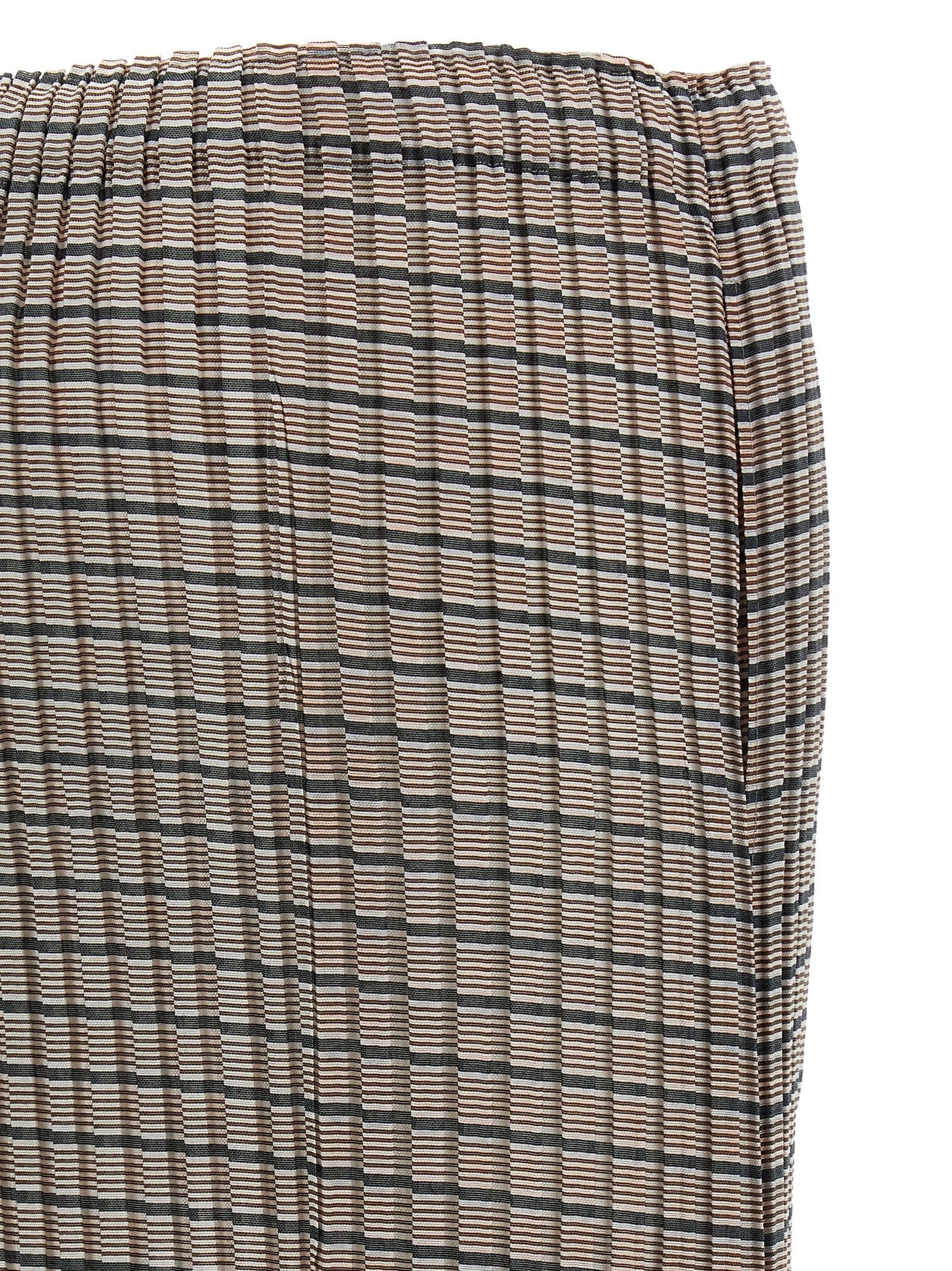 Issey Miyake Generic Stripes (machine Pleats) Skirt Brown