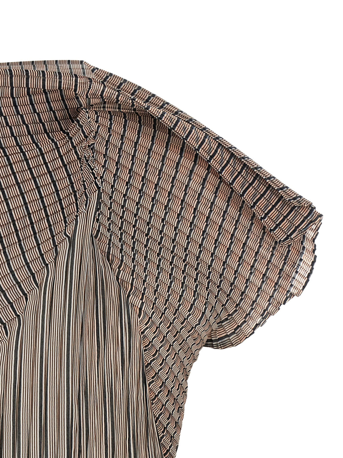 ISSEY MIYAKE Generic Stripes (machine Pleats) Top Brown, view 3