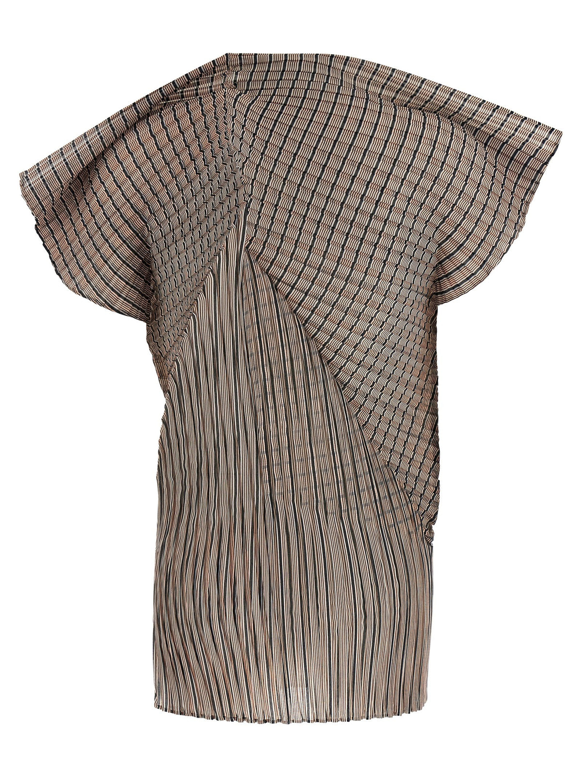 ISSEY MIYAKE Generic Stripes (machine Pleats) Top Brown, view 2
