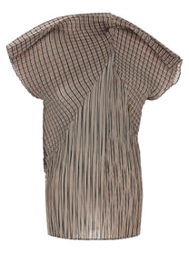 ISSEY MIYAKE Generic Stripes (machine Pleats) Top Brown
