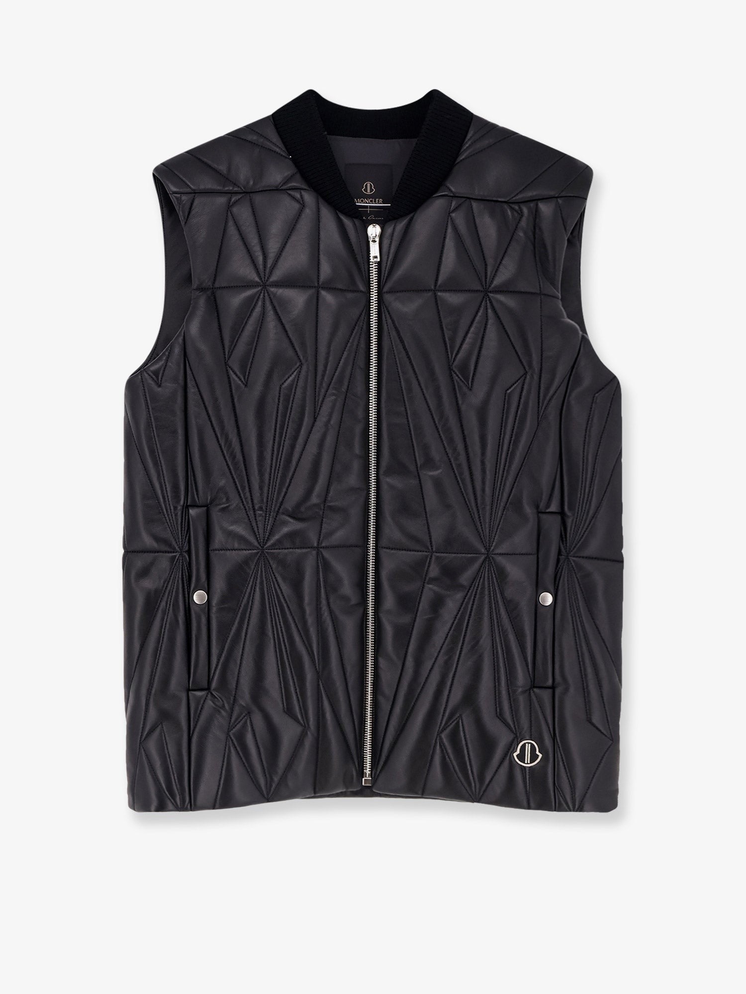 Moncler + Rick Owens Men's Geocamo Flight Leather Vest Black Moncler + Rick Owens