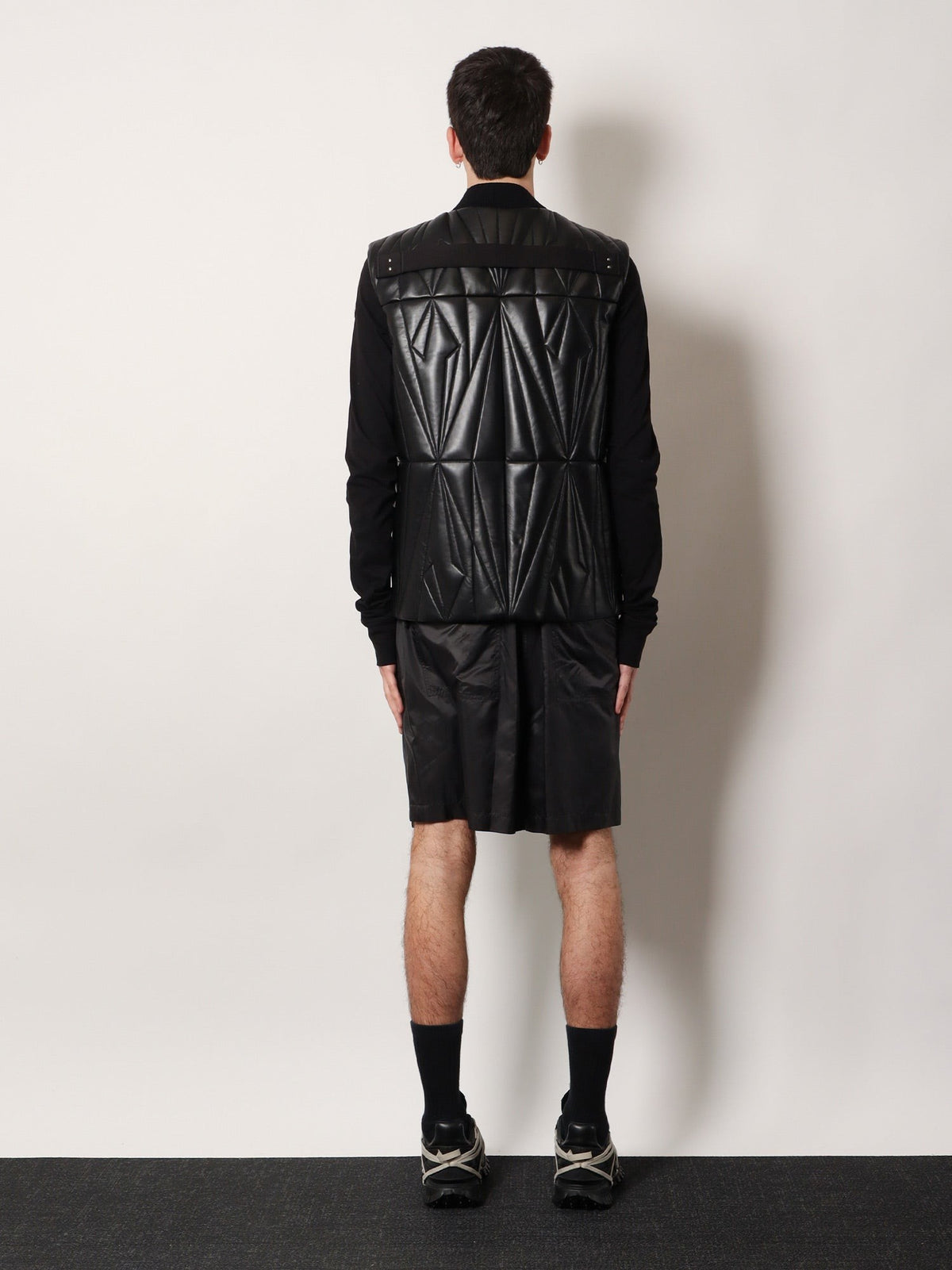 Moncler + Rick Owens Men's Geocamo Flight Leather Vest Black