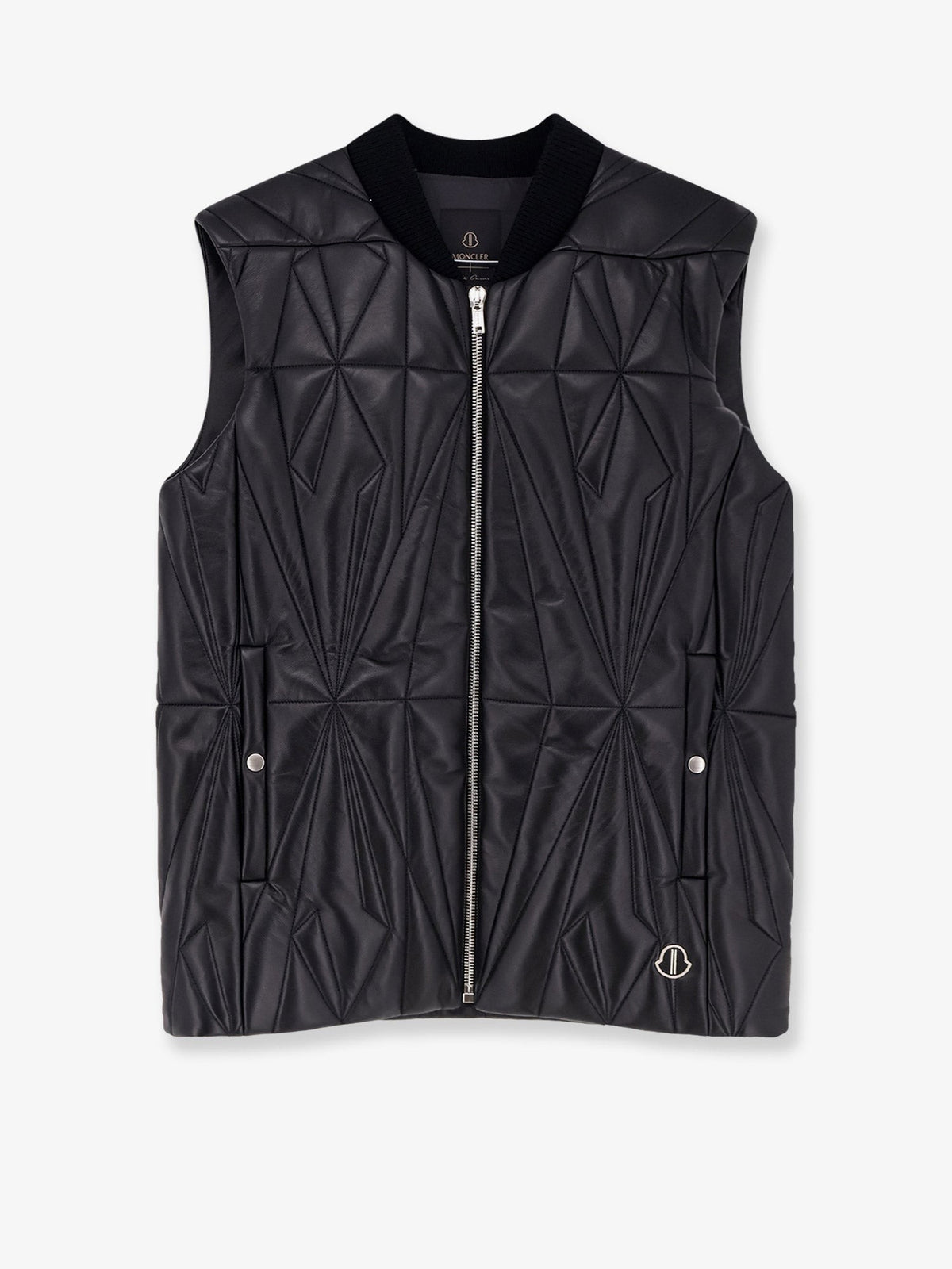 Moncler + Rick Owens Men's Geocamo Flight Leather Vest Black
