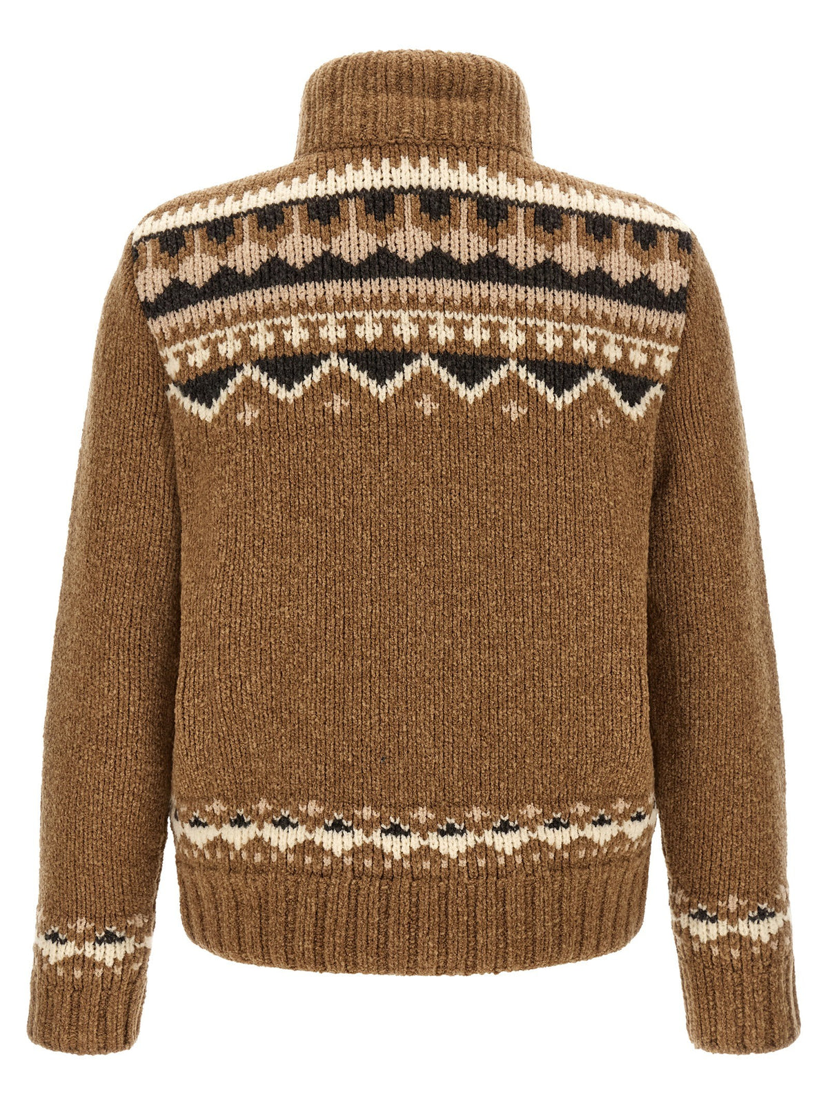 Moncler Geometric Bouclé Cardigan Brown
