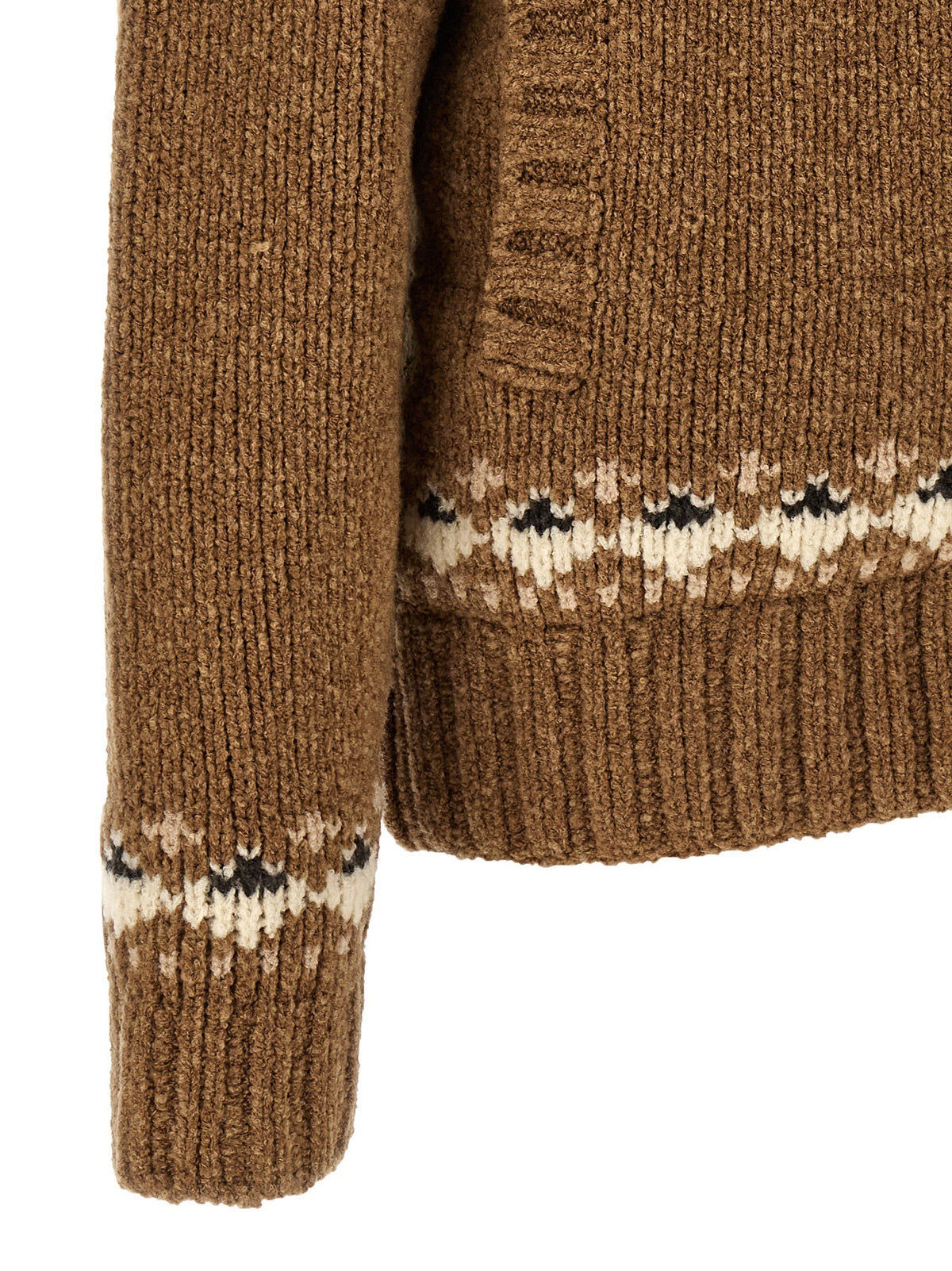 Moncler Geometric Bouclé Cardigan Brown