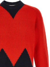 Marni Geometric Intarsia Sweater Red