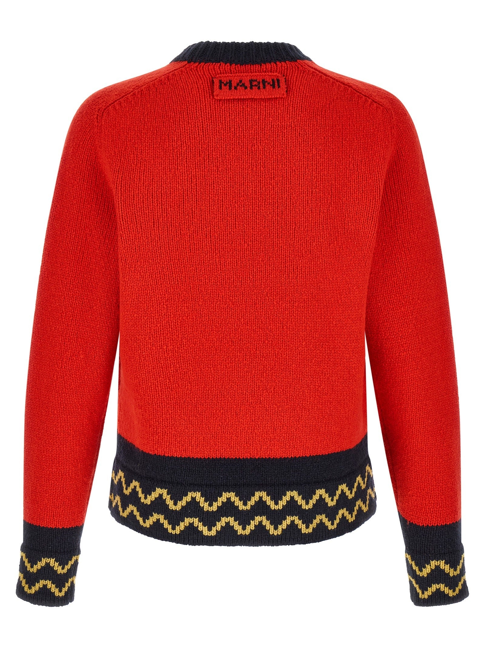 Marni Geometric Intarsia Sweater Red