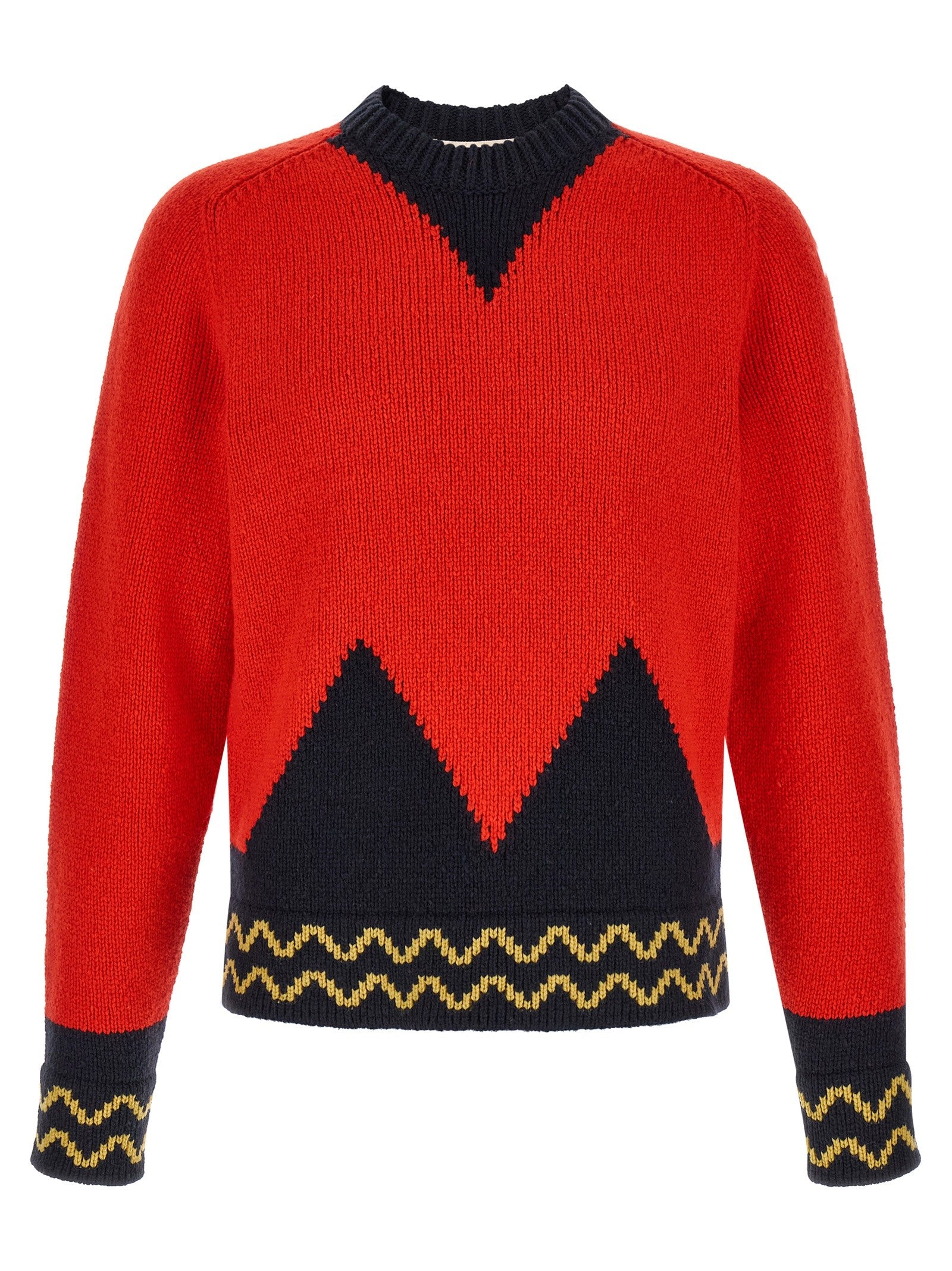 Marni Geometric Intarsia Sweater Red