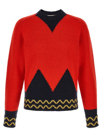 Marni Geometric Intarsia Sweater Red